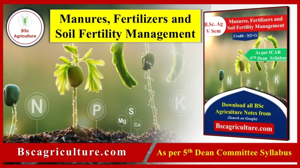 Manures Fertilizers and Soil Fertility Management notes